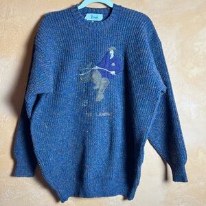 NWT Pringle of Scotland “The Landing” 100% Wool Graphic Sweater Size L